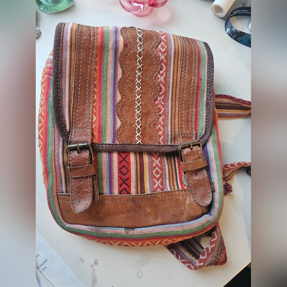 Multicolor Striped Women's small Backpack Nepal
